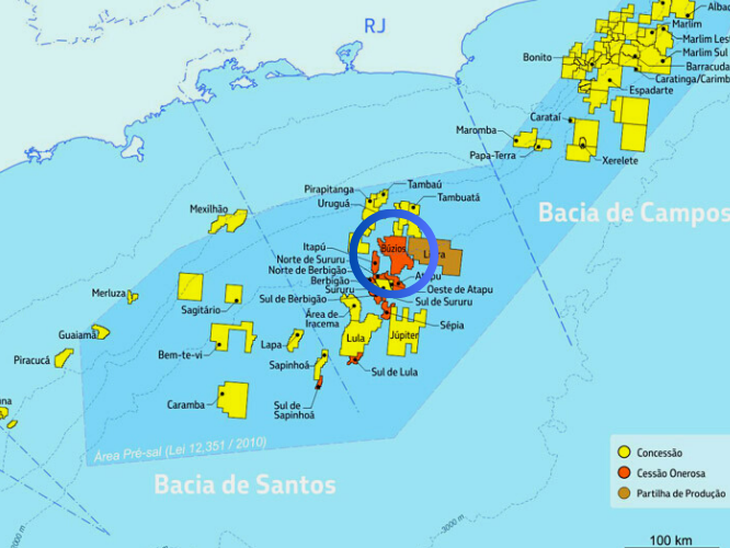 Produção em Búzios, no pré-sal da Bacia de Santos consegue um novo recorde