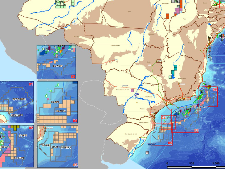 Oferta da 17ª Rodada de Licitações: 92 blocos exploratórios marítimos nas bacias de Campos, Pelotas, Potiguar e Santos