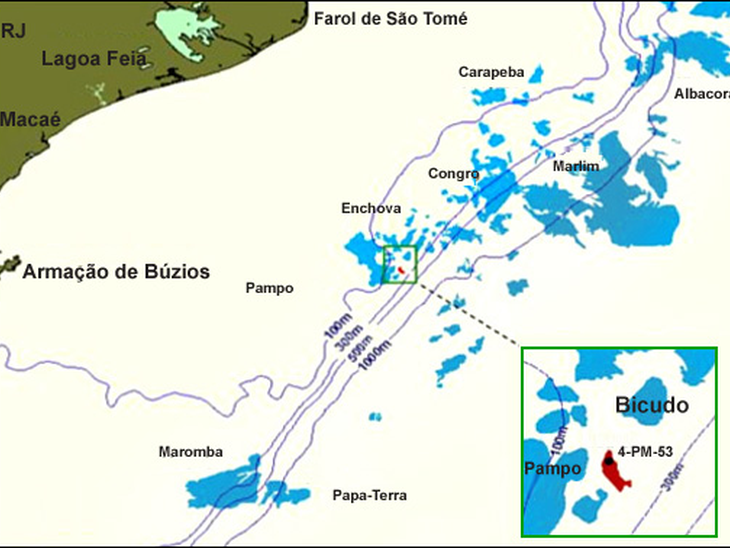 Descoberta em águas rasas do pós-sal na Bacia de Campos